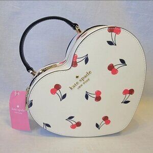 Kate Spade crossbody bag heart shape love shack dancing cherries saffiano Leathe